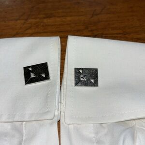 Vintage SWANK marked rectangular mid-century silver tone bullet toggle cufflinks